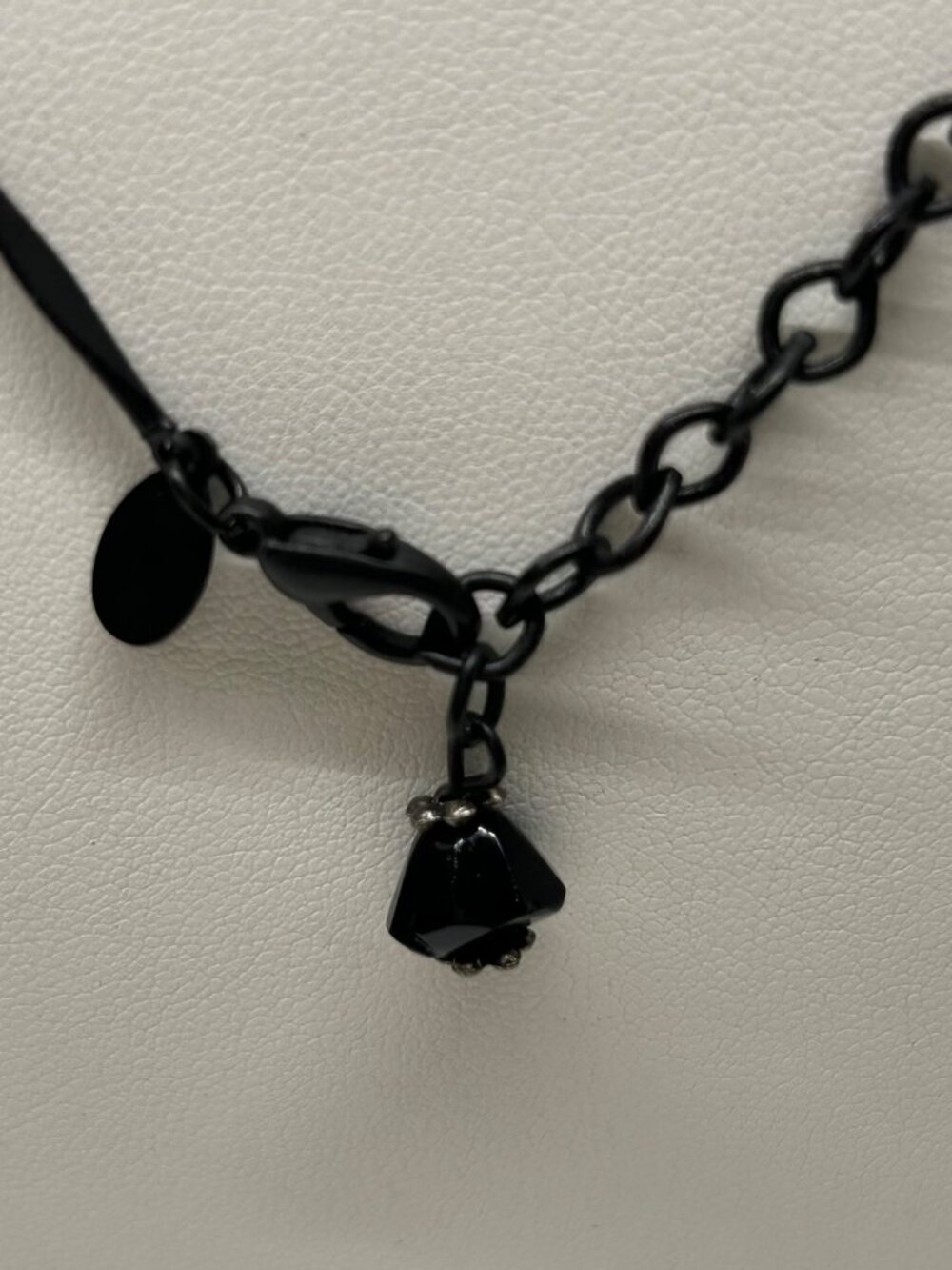 Festoon Necklace Black Faceted Beads Tassel Drop & Chain Chico Bohemian Gothic - Picture 5 of 9
